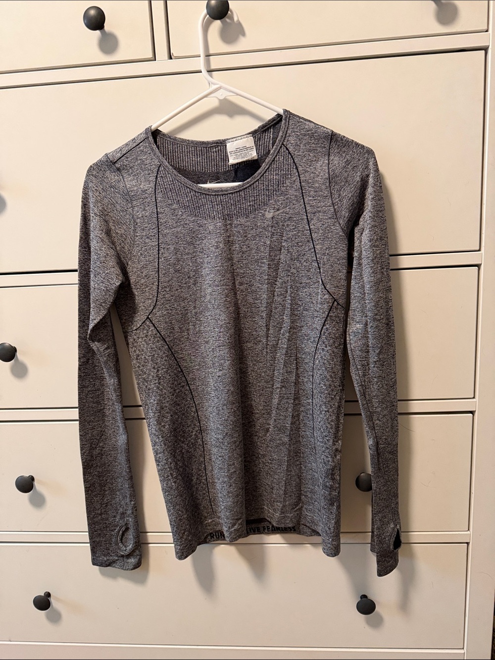Nike Dri-FIT Heather Gray Long Sleeve Performance Top